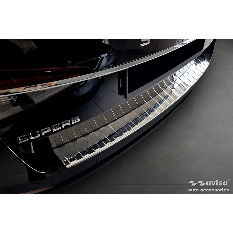 Avisa RVS Achterbumperprotector passend voor Skoda Superb Combi 2015-2019 incl. Facelift 2019-2024 & Scout - Glanzend Zilver