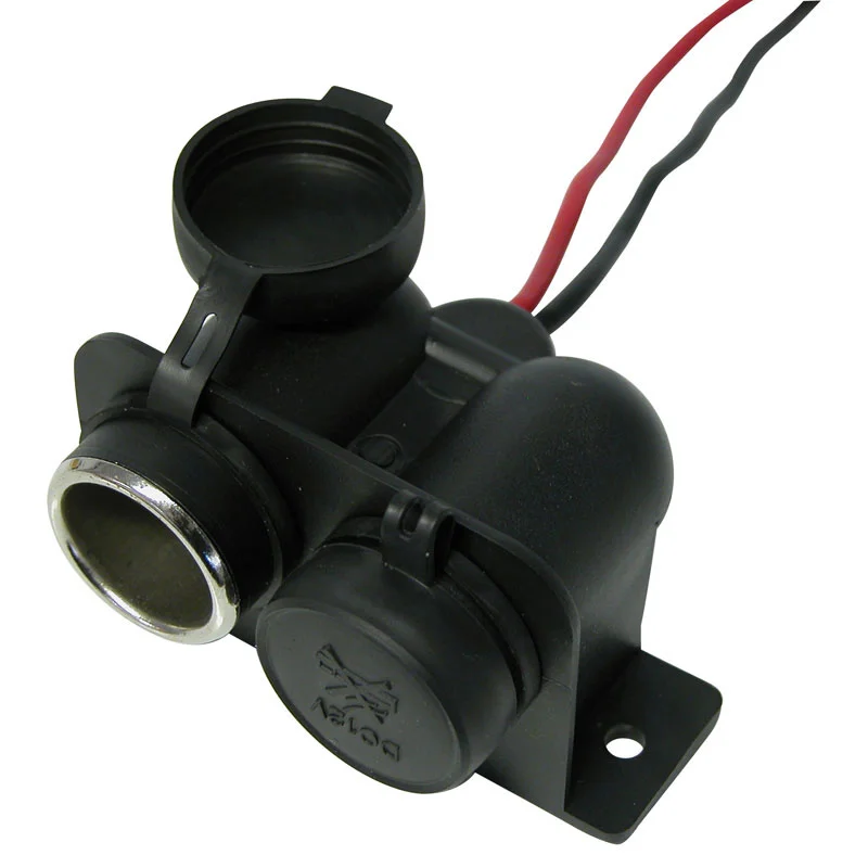 Carpoint Dubbele Contactdoos Sigarettenaansteker Opbouw waterdicht 2x12/24V
