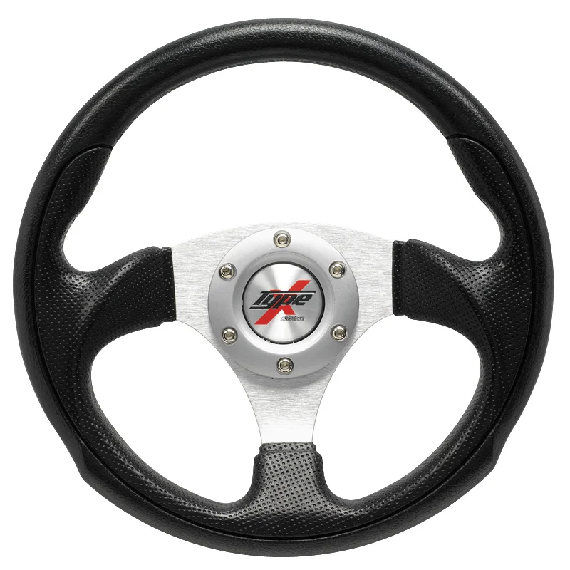 AutoStyle Universeel sportstuur ‘Eruption’ – Ø295mm – Zwart PU-Leder + Zilveren spaken