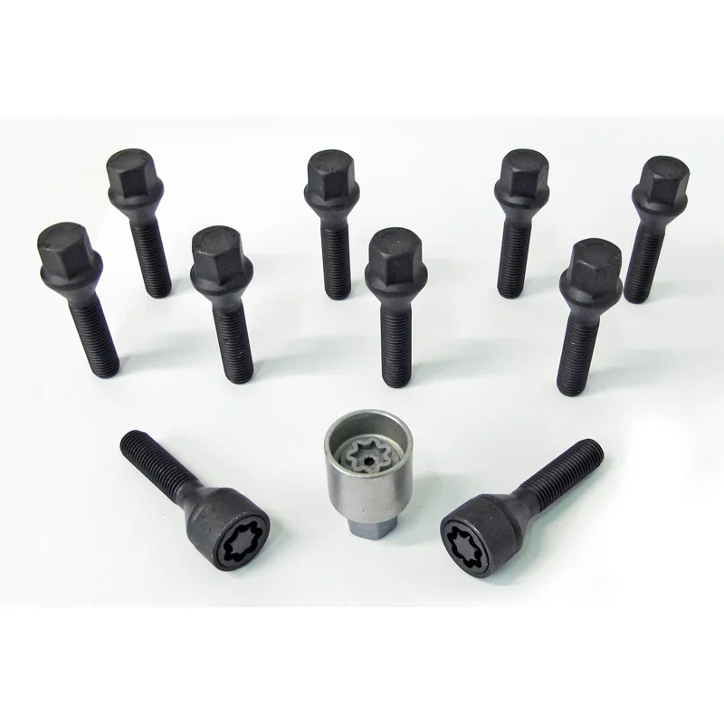 H&R Wielboutenset konisch M12x1.50 - Lengte 38mm - Zwart - 10 stuks - incl. wielsloten