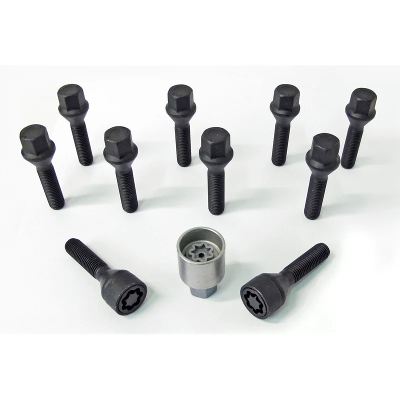 H&R Wielboutenset konisch M12x1.50 - Lengte 43mm - Zwart - 10 stuks - incl. wielsloten