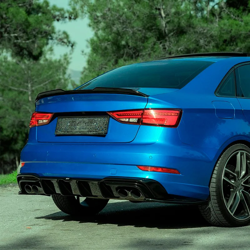 Oneway Achterbumperskirts (Hoeken) passend voor Audi S3 8V Sedan 2013-2020 - Versie 2 - Glanzend zwart