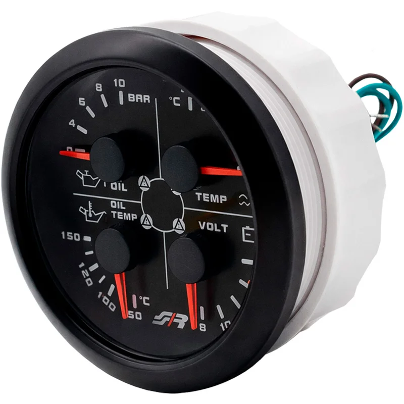 Simoni Racing multifunctioneel instrument 3,3'' (85 mm) – Oliedruk / Olietemperatuur / Watertemperatuur / Volt-meter