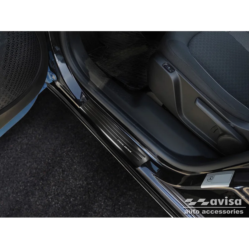 Avisa Zwart RVS Instaplijsten passend voor Smart ForFour (W453) 2014-2020 & FL 2020- incl. EQ 'Special Edition' - 4-delig