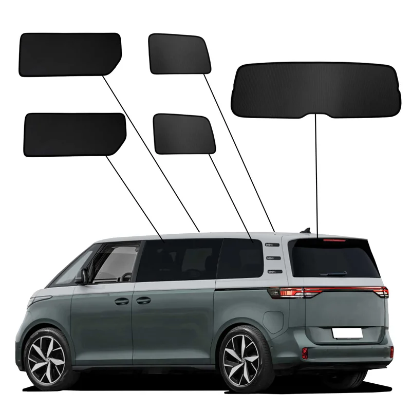 SunClip Zicht- & Zonwering passend voor Volkswagen ID.Buzz (Bus) 2022- (Lange wielbasis, zonder schuiframen)