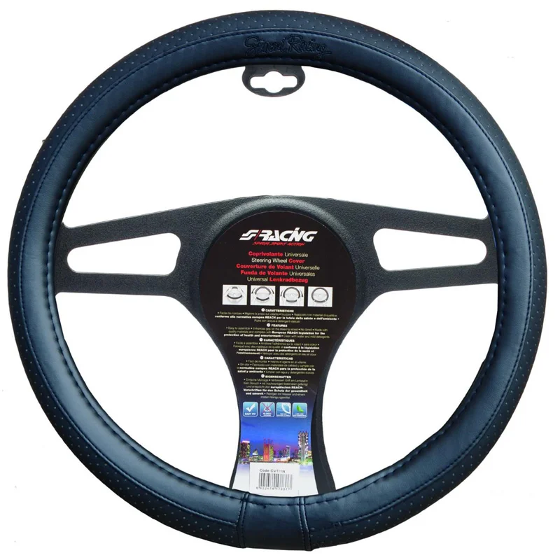 Simoni Racing Stuurwielhoes Total Black Small - Zwart Eco-Leder - 35-37cm