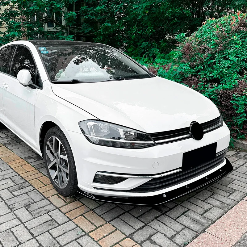 AutoStyle Voorspoilerlip passend voor Volkswagen Golf VII (7.5) 2017-2019 excl. GTi/GTD/R/R-Line (Glanzend Zwart ABS)