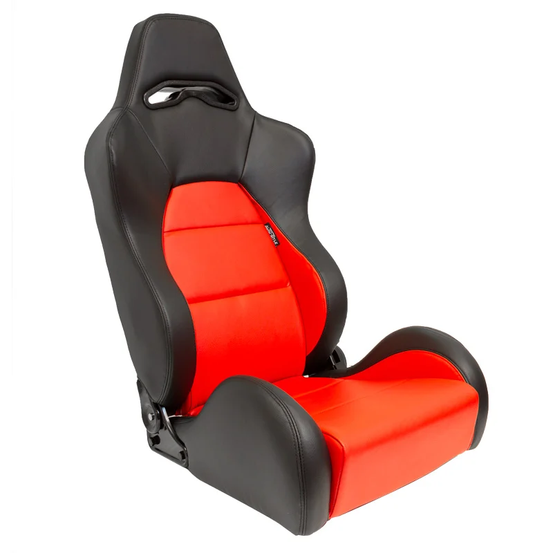 AutoStyle Sportstoel ‘Eco’ – Zwart/Rood Kunstleder – Linkerzijde verstelbare rugleuning – incl. sledes