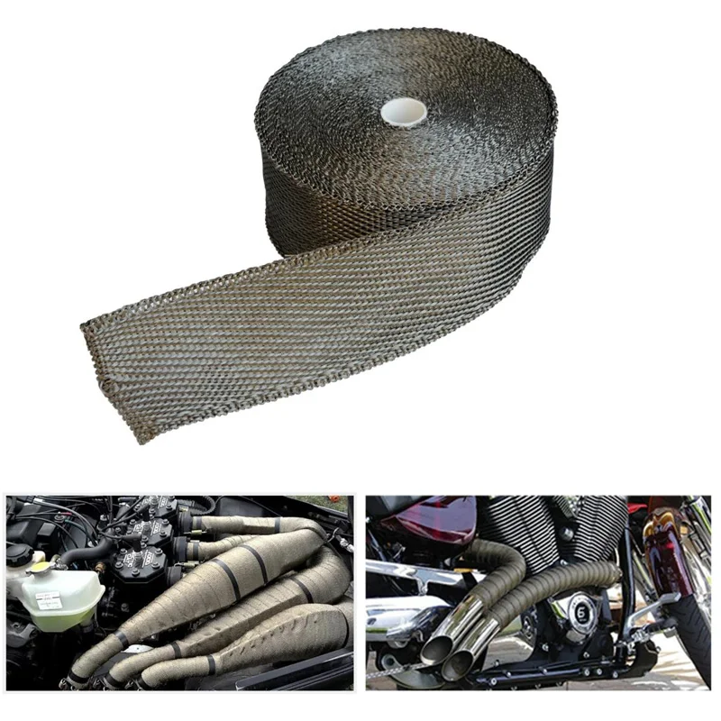 Simoni Racing Warmte-isolerende Uitlaat Wrap Kit 1 - 15m x 5cm + 6 klemmen < 1000°C - Titaniumvezel
