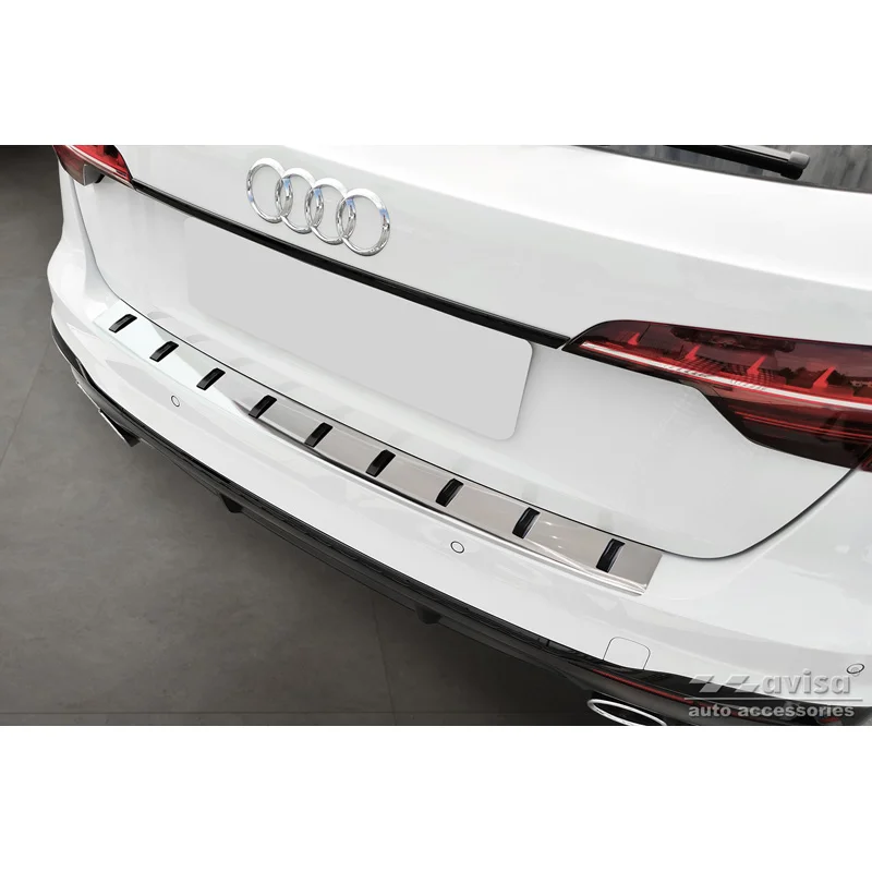 Avisa RVS Achterbumperprotector STRONG EDITION passend voor Audi A4 Avant B9 (incl. S-Line) 2015-2019 & Facelift 2019- - - Zilver