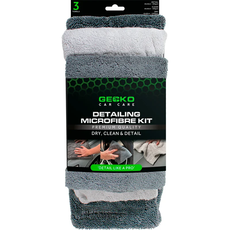 Gecko Microvezel Detailing Kit – 3 stuks