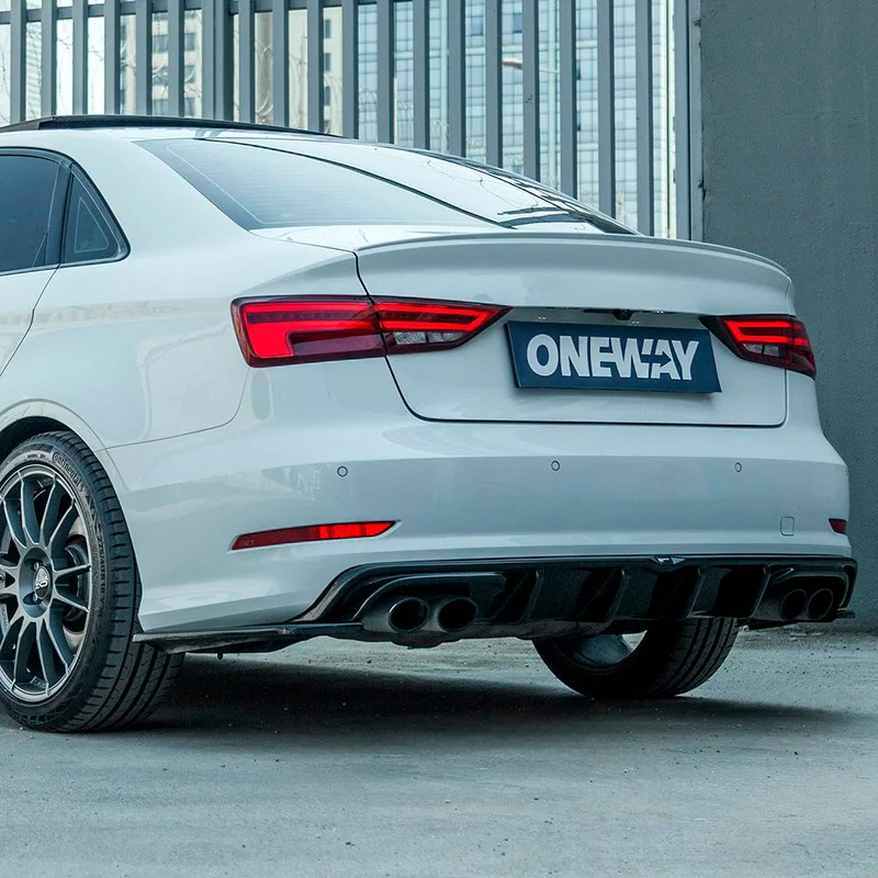 Oneway Achterbumperskirt (Diffuser) passend voor Audi S3 Sedan 8V 2013-2016 – Glanzend zwart