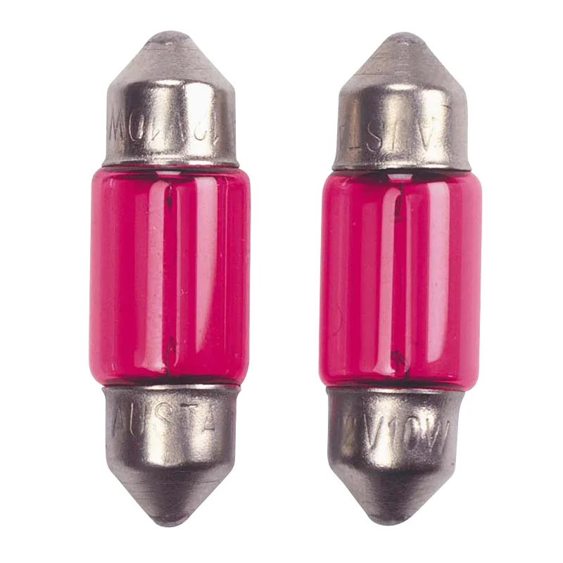 AutoStyle Festoon Lampen 10W/12V 11x39mm Rood (Coated), set à 2 stuks