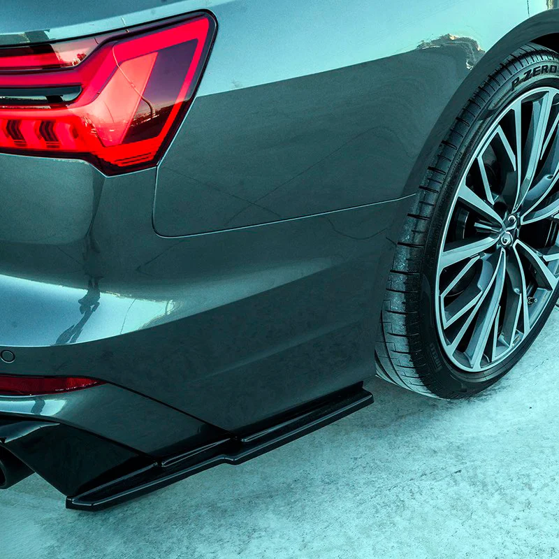 Oneway Achterbumperskirts (Hoeken) passend voor Audi A6 S-Line/S6 C8 (Sedan/Avant) 2018- – Glanzend zwart
