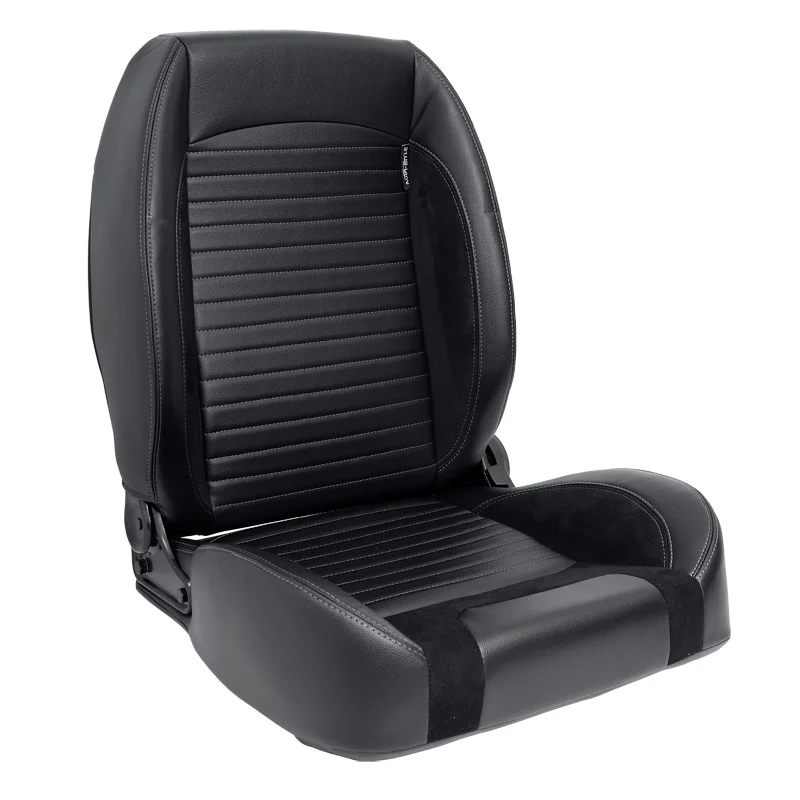 AutoStyle Sportstoel ‘Classic II’ – Zwart Kunstleder + Suede + Grijze stiksels – Linkerzijde verstelbare rugleuning – incl. sledes