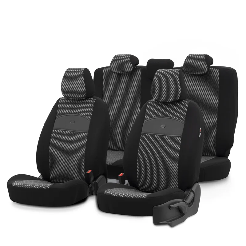 otoM Universele Stoffen Stoelhoezenset 'SelectedFit Smart' Zwart - 11-delig - geschikt voor Side-Airbags