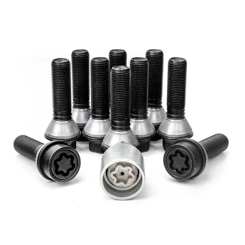 H&R Wielboutenset konisch met beweegbare ring M14x1.25 - Lengte 28mm - Zwart - 10 stuks (Bv. passend voor BMW) - incl. wielsloten