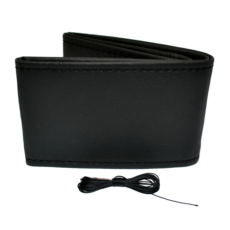 otoM Universele stuurwielhoes Classic - Zwart PVC leder + Zwart stiksel (vetersluiting)
