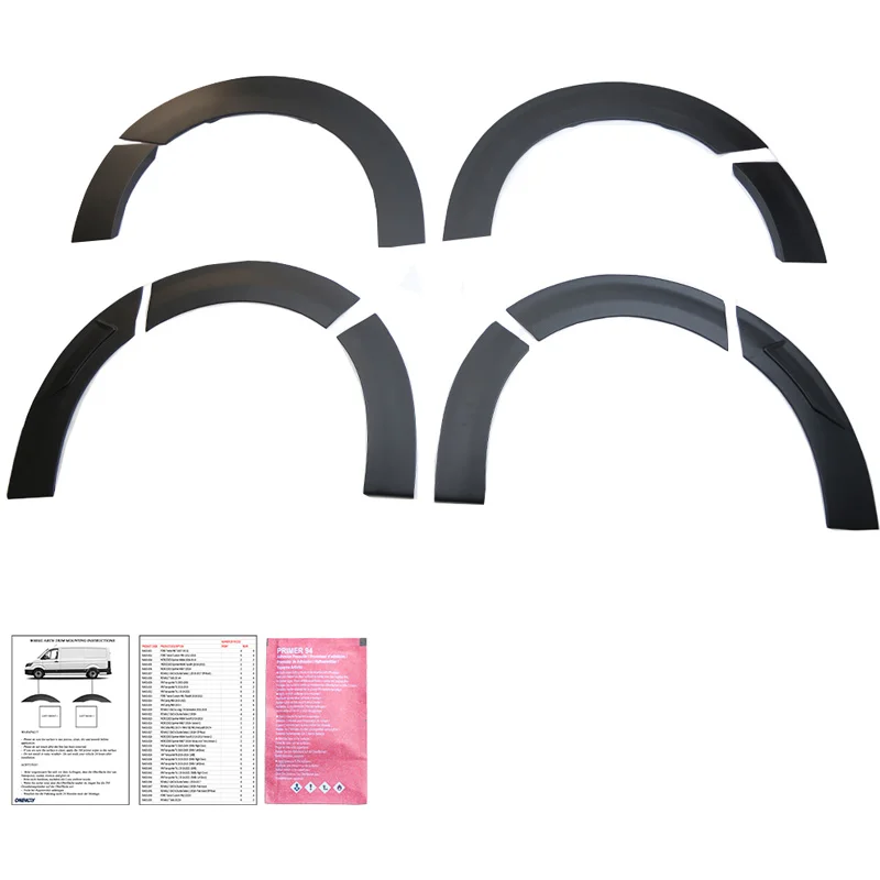 Oneway Set spatbordverbreders (Trims) passend voor Volkswagen Transporter T7 2024- (Lange wielbasis) – Matzwart