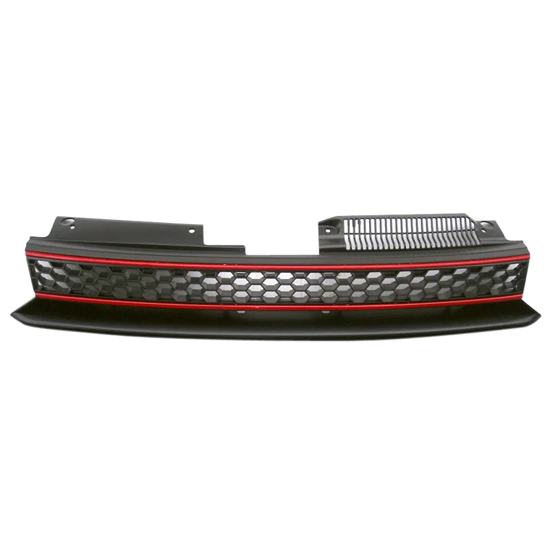 AutoStyle Embleemloze GTi-Look Grille passend voor Volkswagen Golf VI 2008-2012 Zwart/Rood