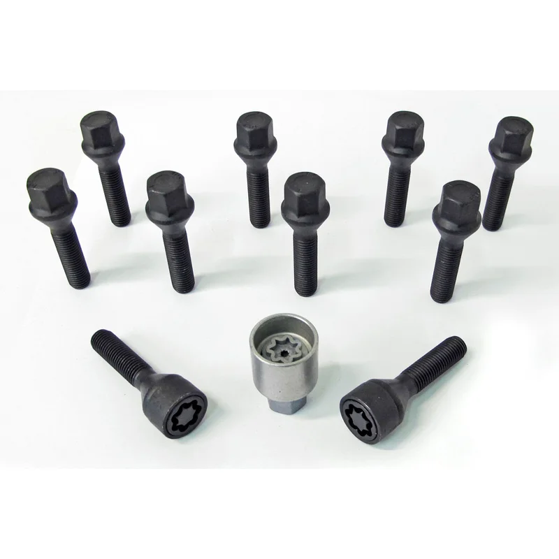 H&R Wielboutenset konisch M12x1.50 - Lengte 30mm - Zwart - 10 stuks - incl. wielsloten