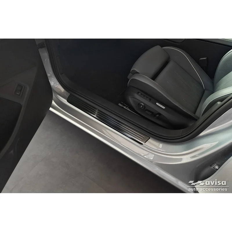 Avisa Zwart RVS Instaplijsten passend voor Volkswagen Passat Variant (CJ5) incl. R-Line & Hybrid 2024- / Skoda Superb IV Combi 2024- - 'Lines' - 4-delig