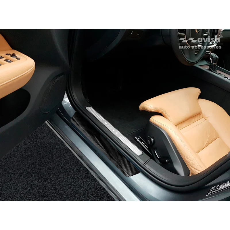 Avisa 3D Zwart Carbon Instaplijsten passend voor Volvo S60 III & V60 II 2018- 4-delig