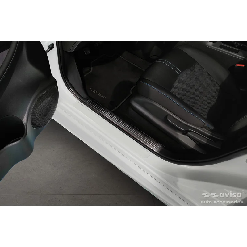 Avisa Zwart RVS Instaplijsten passend voor Nissan Leaf II 2017- - 'Lines' - 4-delig