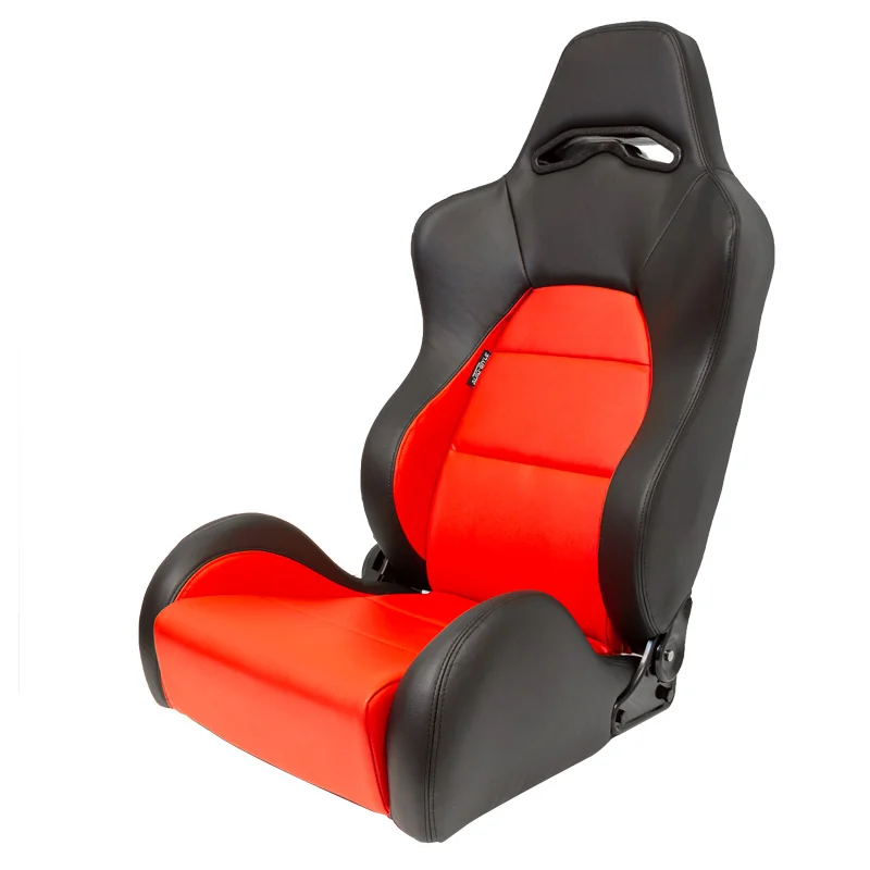 AutoStyle Sportstoel 'Eco' - Zwart/Rood Kunstleder - Rechterzijde verstelbare rugleuning - incl. sledes