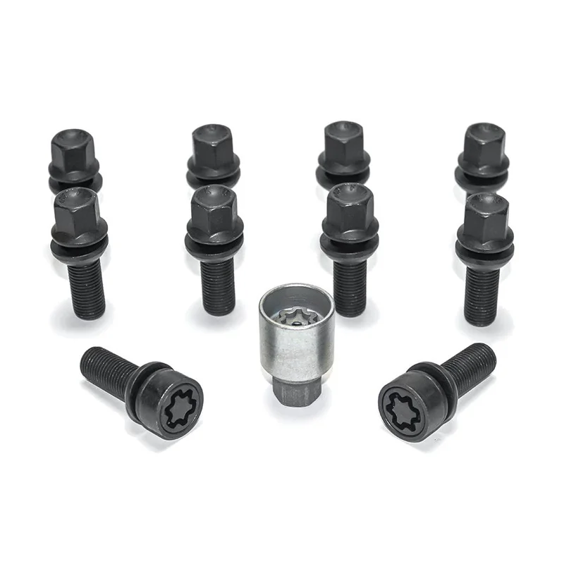 H&R Wielboutenset bolkonisch met beweegbare ring R13 M14x1.50 – Lengte 32mm – Zwart – 10 stuks (bv. passend voor Audi S5) – incl. wielsloten