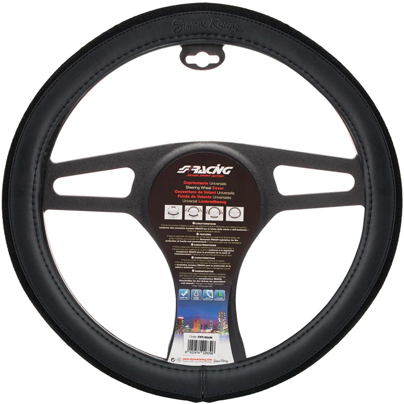 Simoni Racing Stuurwielhoes 500 - Zwart Eco-Leder/Katoen - 37-39cm