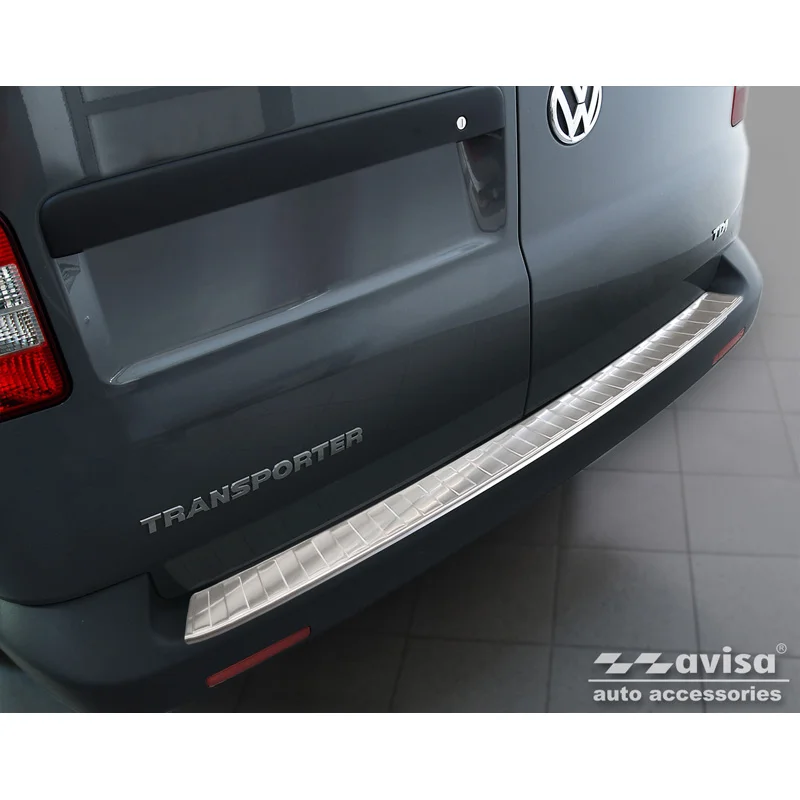 Avisa RVS Achterbumperprotector passend voor VW Transporter T5 2003-2015 (achterdeuren+klep) & T6 2015- / FL 2019- (met achterdeuren) - Zilver - Lange versie