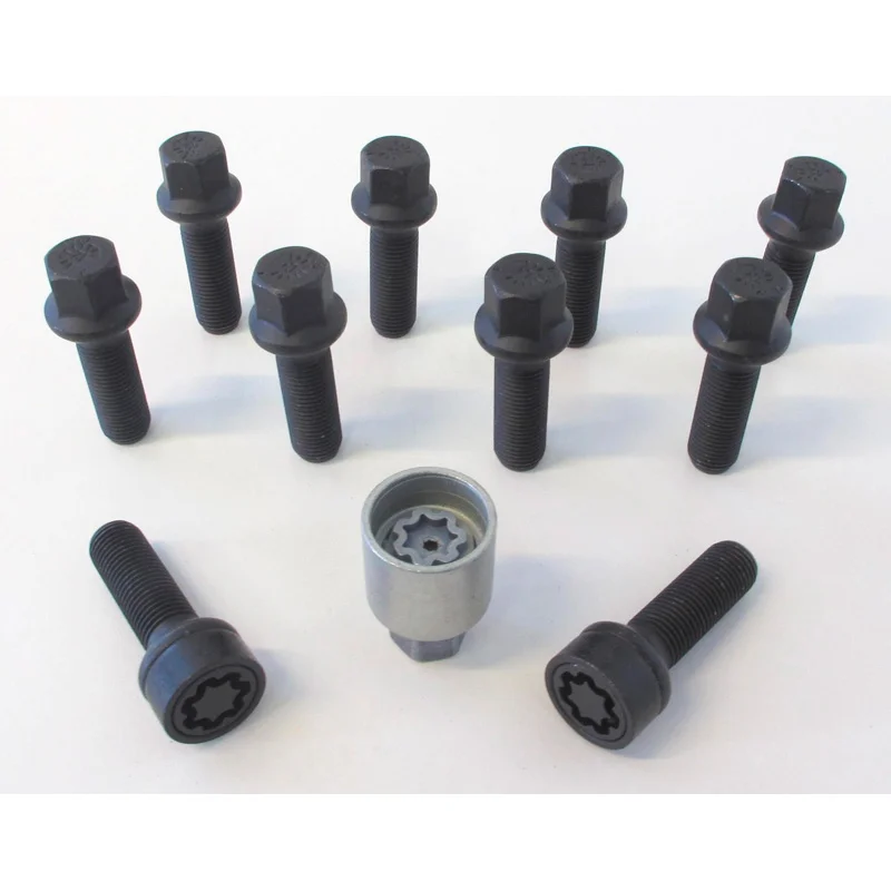 H&R Wielboutenset bolkonisch R17 M14x1.50 – Lengte 40mm – Zwart – 10 stuks – incl. wielsloten