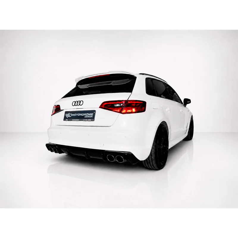 Motordrome Achterbumperdiffuser passend voor Audi A3 8V Sportback 2012-2016 (Uitlaatuitsparing links+rechts) (ABS)