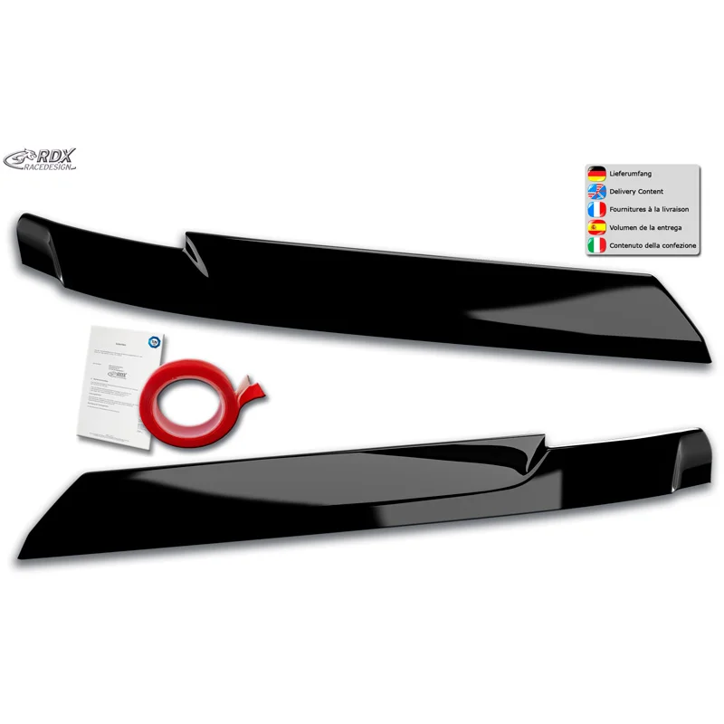RDX Koplampspoilers passend voor Volkswagen Crafter & MAN TGE 2017- (ABS Glanzend Zwart)