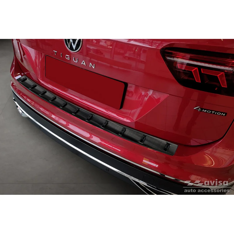 Avisa RVS Achterbumperprotector STRONG EDITION passend voor Volkswagen Tiguan II 2016-2020 & Facelift 2020-2024 - Zwart
