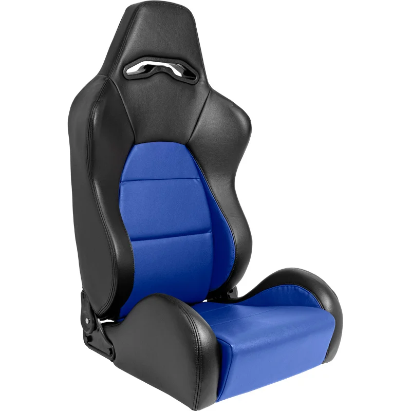 AutoStyle Sportstoel 'Eco' - Zwart/Blauw Kunstleder - Linkerzijde verstelbare rugleuning - incl. sledes