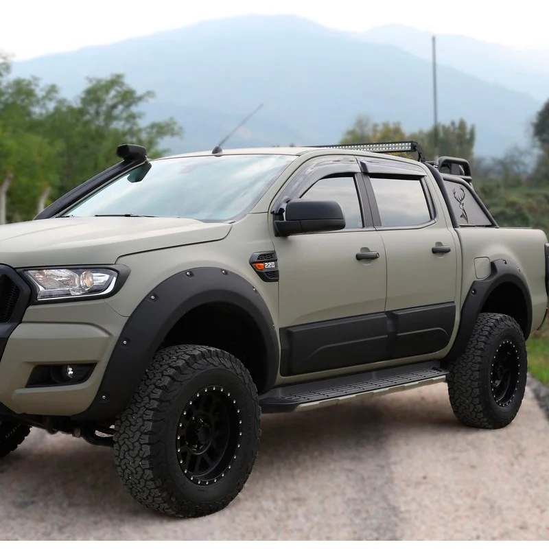 Oneway Set deurpanelen passend voor Ford Ranger T6/T7/T8 2012-2022 - Glanzend zwart