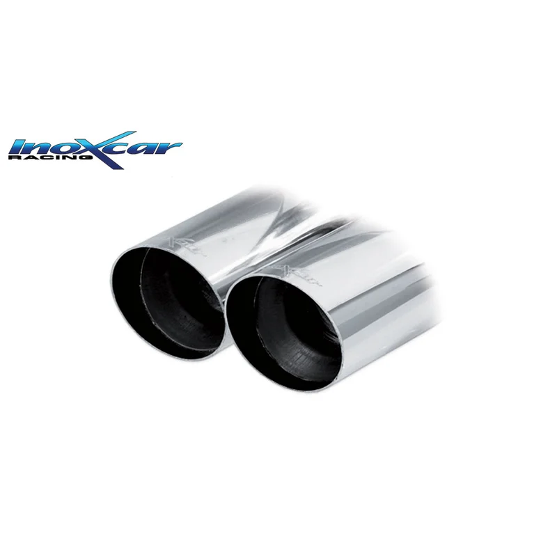 InoXcar 100% RVS Sportuitlaat passend voor Volkswagen Polo 9N 1.4 TDI Sportline 80pk 2005-2008 2x70mm