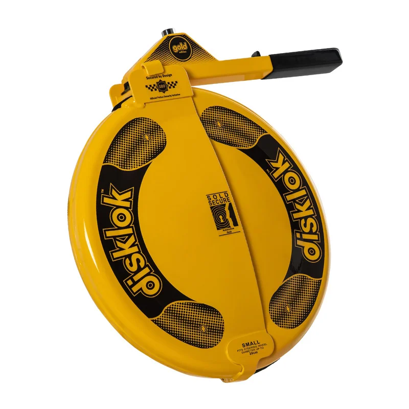 Disklok Stuurwielslot ‘Gold Edition’ – Maat Small – 35-39cm – Geel – SCM-klasse MP-03