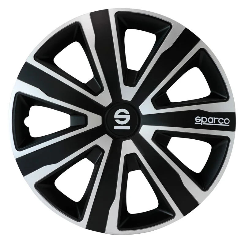 Sparco Wieldoppen Palermo - 14-inch - Zilver/Zwart - Set van 4 stuks
