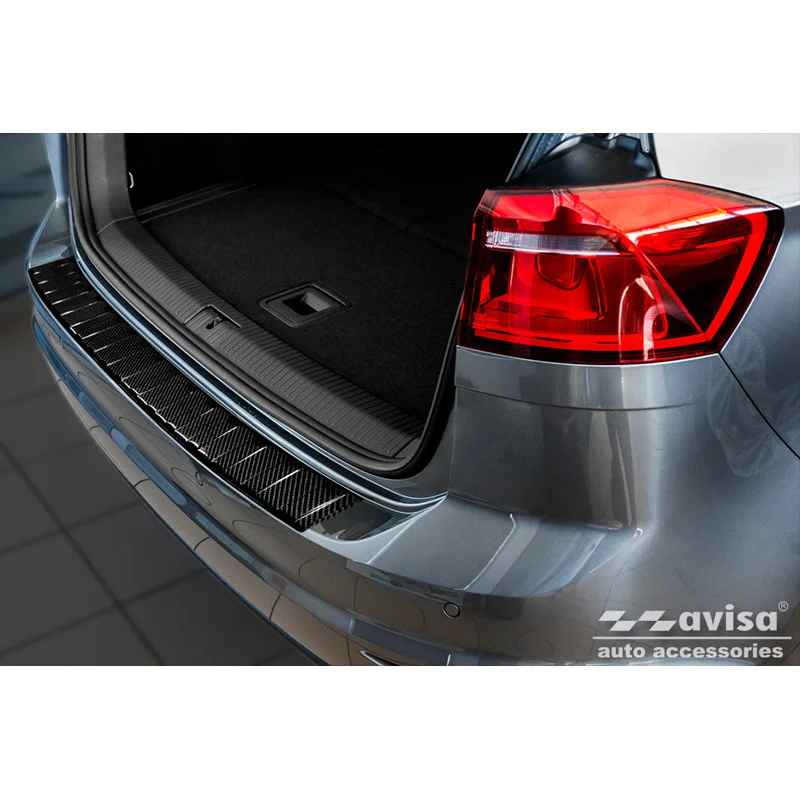 Avisa 3D Carbon Achterbumperprotector passend voor Volkswagen Golf Sportsvan 2014-2017 & FL 2017- - Zwart