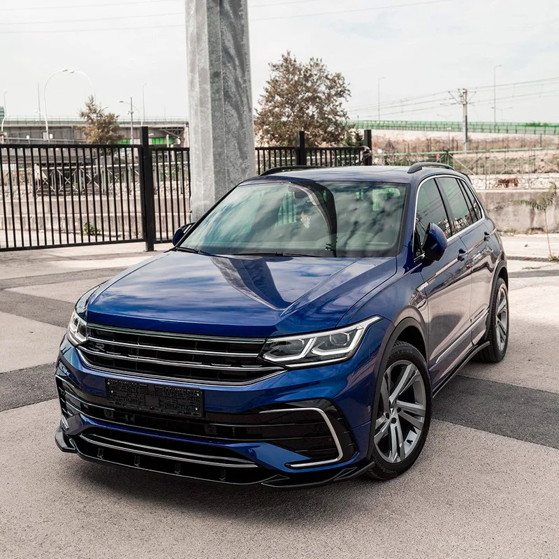 Oneway Voorspoilerlip passend voor Volkswagen Tiguan II R/R-Line Facelift 2020-2024 incl. Allspace – Glanzend zwart