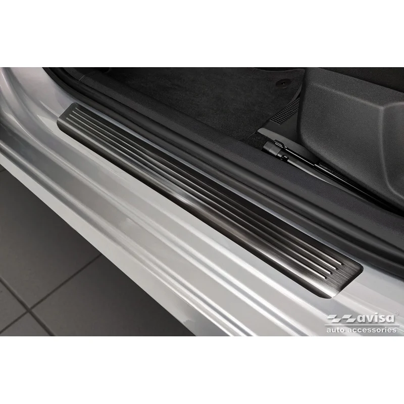 Avisa Zwart RVS Instaplijsten passend voor Skoda Octavia IV Sedan/Kombi 2020-2024 & FL 2024- 'Lines' - 4-delig