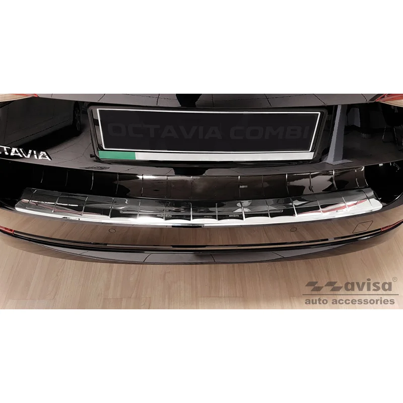 Avisa RVS Achterbumperprotector passend voor Skoda Octavia IV Kombi 2020-2024 & FL 2024- (incl. RS, excl. Scout) - Glanzend Zilver