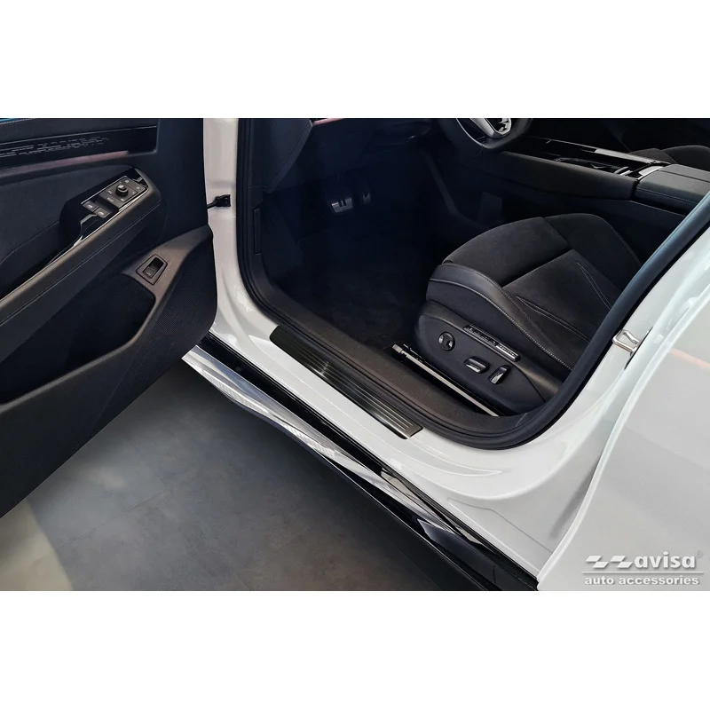 Avisa Zwart RVS Instaplijsten passend voor Volkswagen ID.7 2023- & ID.7 Tourer 2024- - 'Lines' - 4-delig