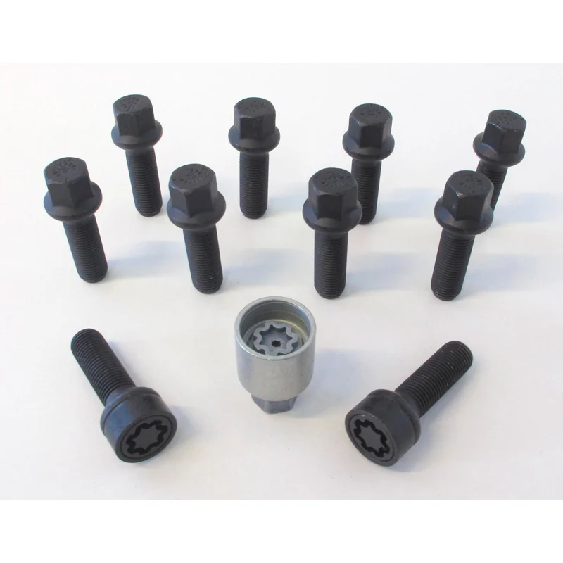 H&R Wielboutenset bolkonisch R14 M14x1.50 - Lengte 31mm - Zwart - 10 stuks - incl. wielsloten