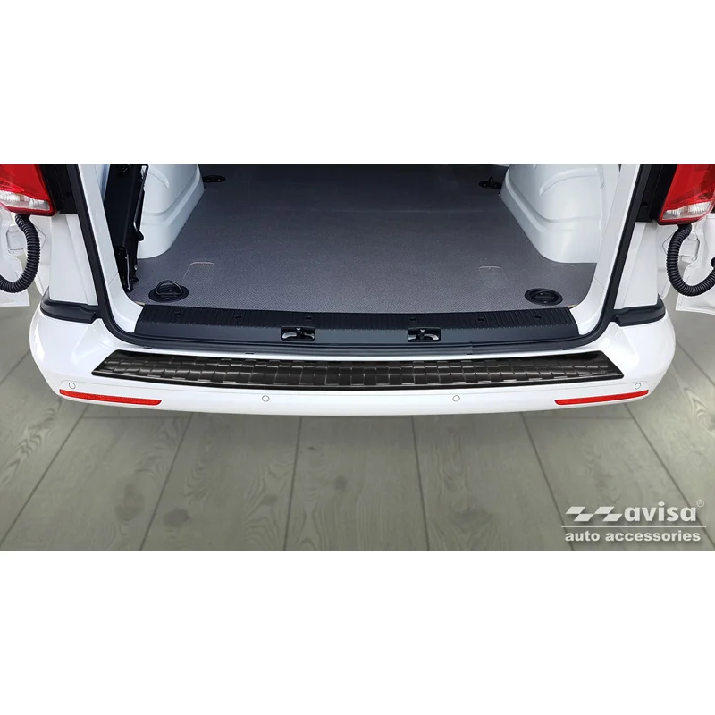 Avisa RVS Achterbumperprotector passend voor VW Transporter T5 2003-2015 (all) & T6 2015- / FL 2019- (met achterdeuren) - Zwart - Lange versie