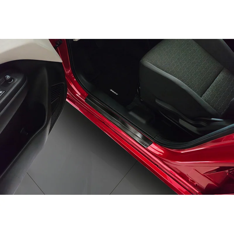Avisa Zwart RVS Instaplijsten passend voor Suzuki Swift VI 2024- - 'Lines' - 4-delig