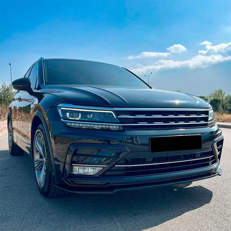 Oneway Voorspoilerlip passend voor Volkswagen Tiguan II R-Line 2016-2020 incl. Allspace – Glanzend zwart